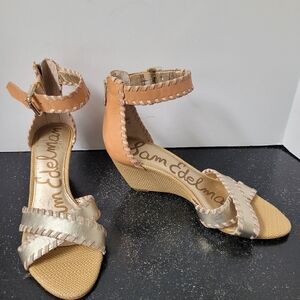 Sam Edelman Tan and Cream Wedges
